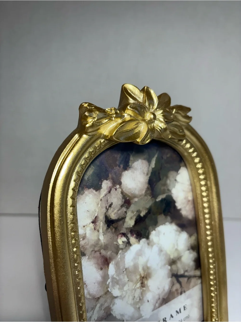 Gold Floral Arch Photo Frame - Decorative Home Accent Fits 4X6 Photo Heavy